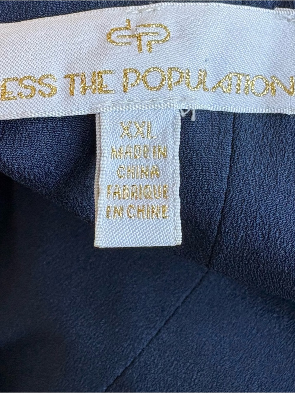 Dress the Population Navy Blue Pleated Waist Sheath Dress‎ XXL V Neck Cocktail - Picture 7 of 8